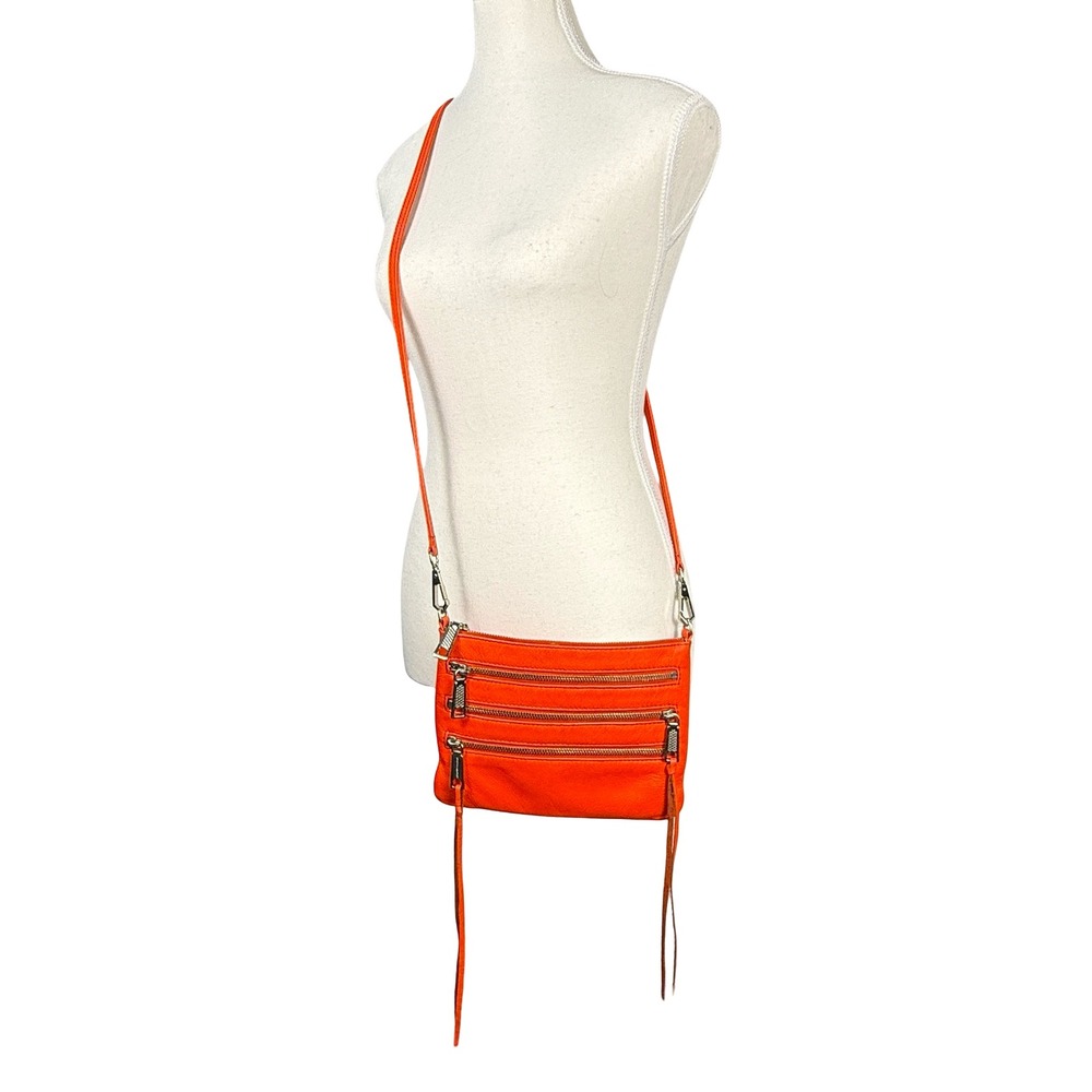 Rebecca Minkoff Red Leather Triple Zip Crossbody Bag Small Rock n‎ Roll Biker - Picture 2 of 16